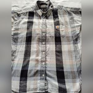 CARHARTT Ladies Button Up Shirt.  Size Medium (8-10) Loose Fit. Short Sleeves.